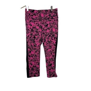 Nike  Women's Small Hot Pink Printed Cropped Length Leggings Active Abstract